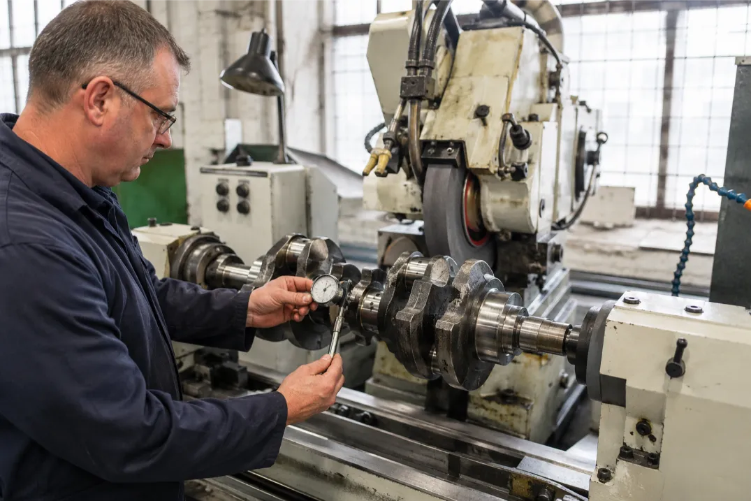 Crankshaft grinding and precision machining in a Northampton engine workshop