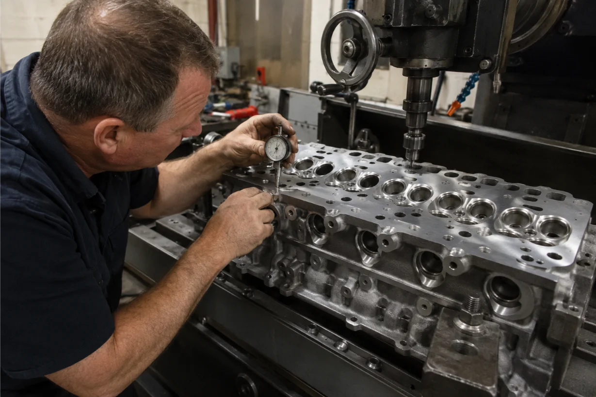 Crankshaft grinding and precision machining in a Canterbury engine workshop