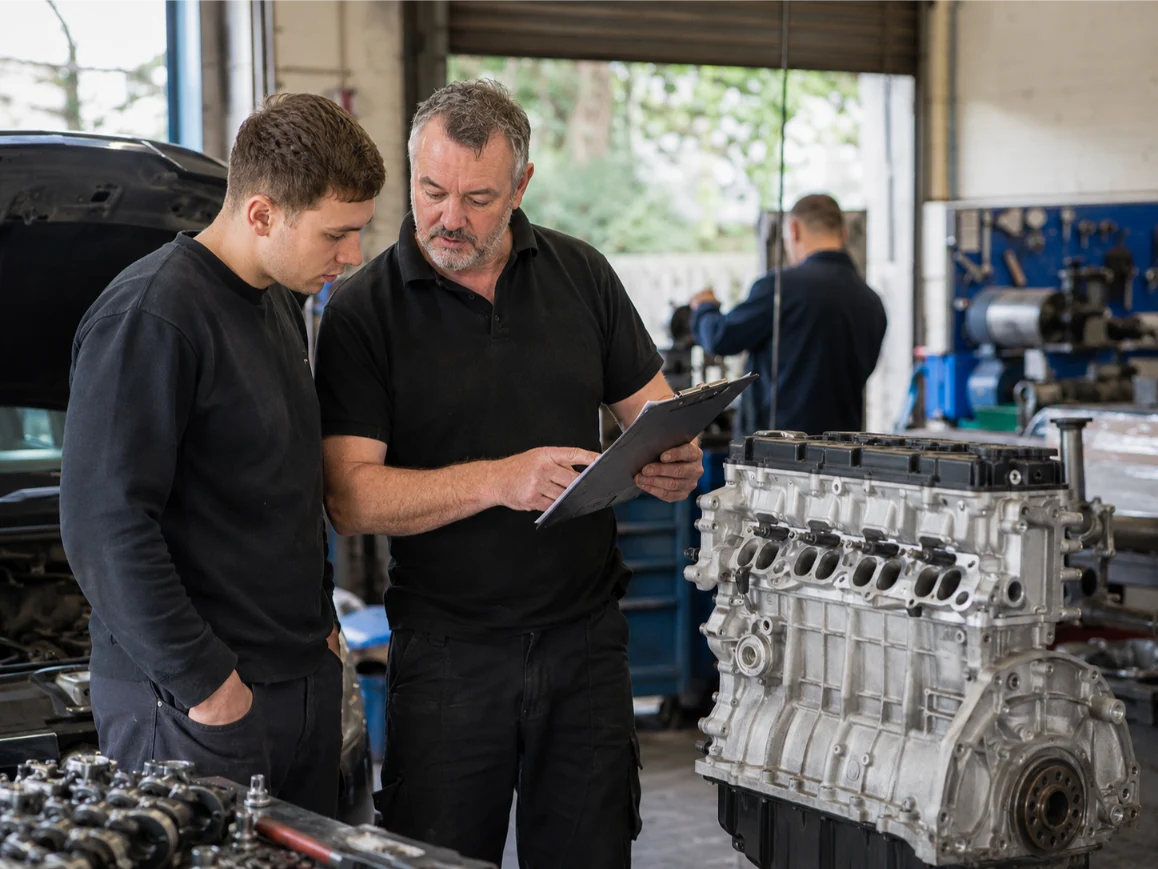 Engine specialists carrying out professional engine assessment in Wales