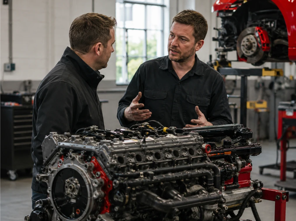 Bentley Flying Spur engine rebuild in a specialist workshop in Manchester