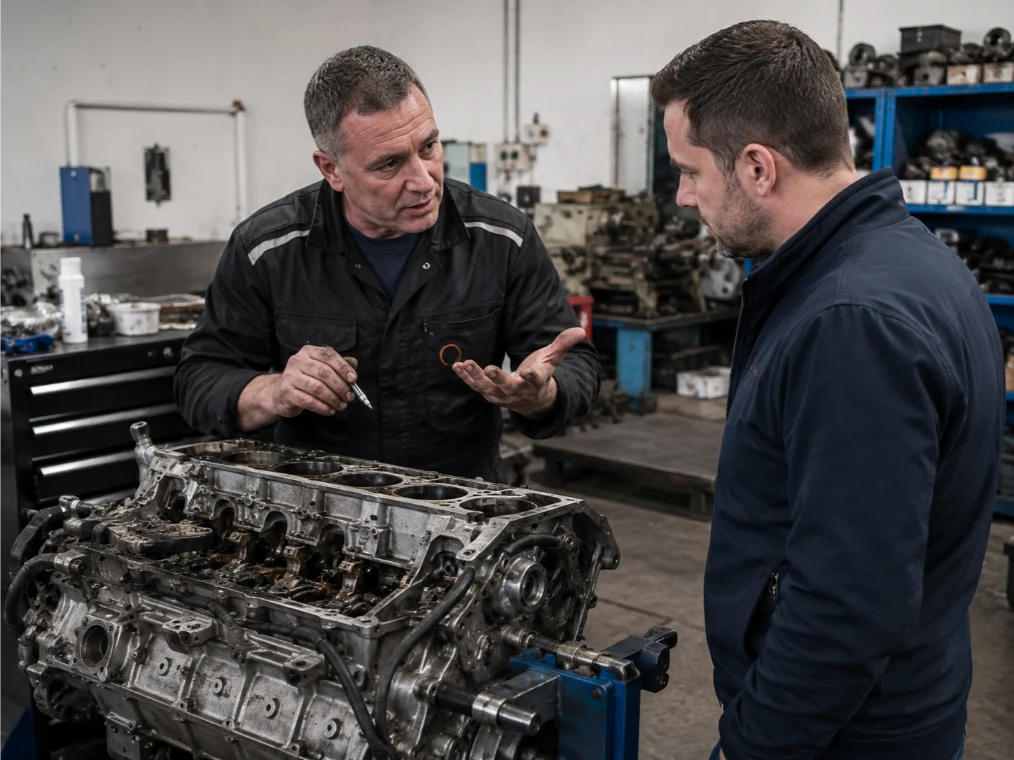 Customer consultation with BMW engine specialists in Nottingham