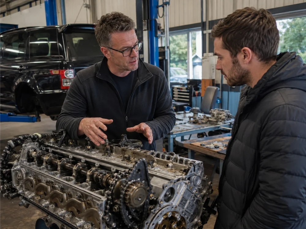 Customer consultation with engine rebuild specialists in Crawley