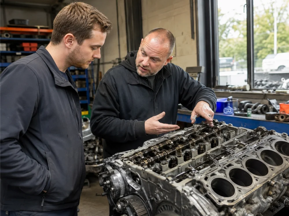 Customer discussion with engine rebuild specialists in Guildford