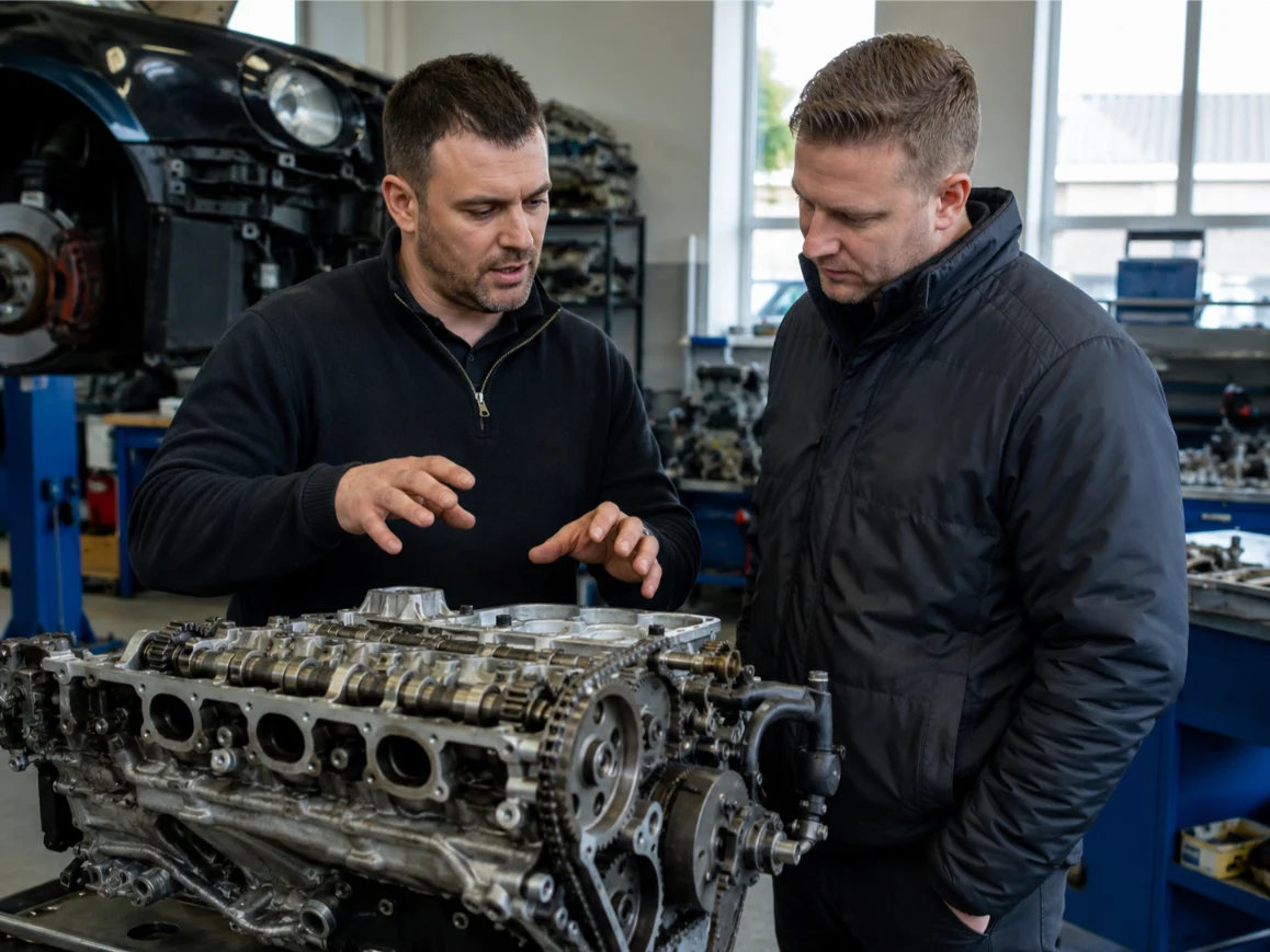 Customer consultation with engine rebuild specialists in Wales