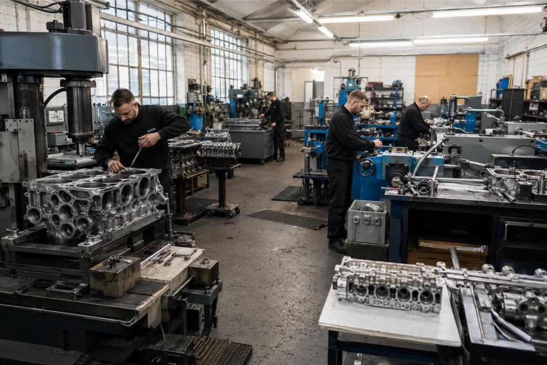 Remanufactured engine undergoing professional reconditioning in Birmingham