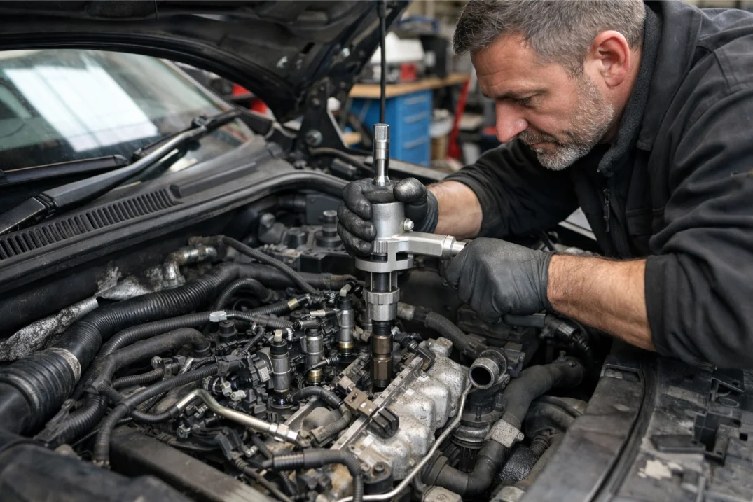 Specialist injector removal and repair on a Volkswagen engine in Swindon