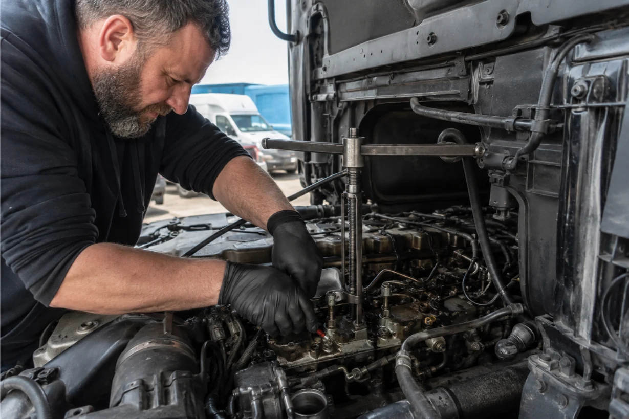 Specialist injector removal and repair on a Mercedes engine in Wales