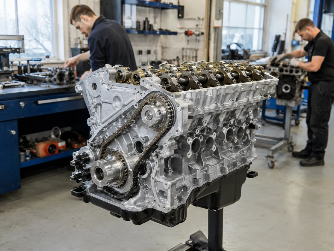 Remanufactured BMW engine undergoing professional reconditioning in Kent